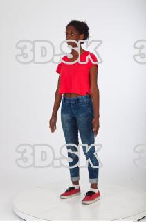 Whole body blue jeans red tshirt reference of Carrie 0002